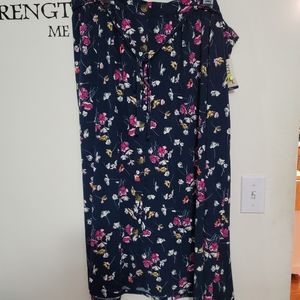 Terra & Sky Navy Floral Maxi Skirt - 2X